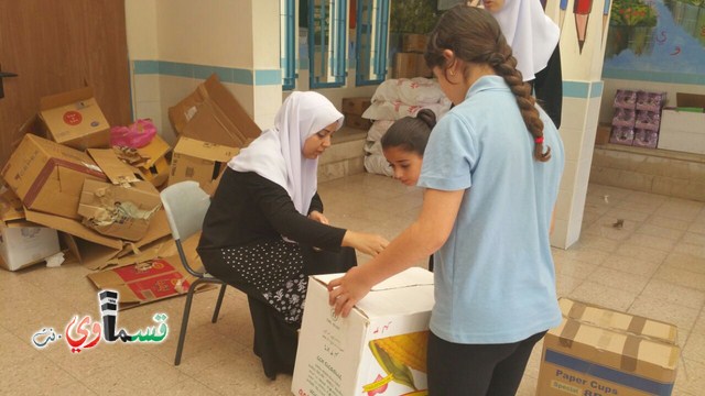 طلاب مدرسة جنة ابن رشد يوزعون الطرود الغذائية للعائلات المحتاجة مع نفحات شهر رمضان المبارك  